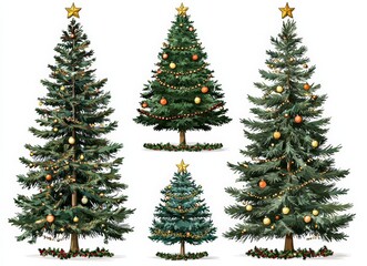 Fototapeta premium Two Christmas trees isolated