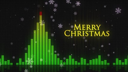 Merry Christmas Greetings Text Background Animation with Audio Meter Christmas Tree