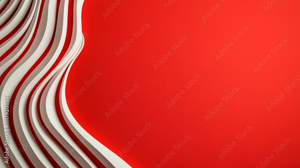Poster dynamic abstract art with vibrant red backdrop and modern vibes