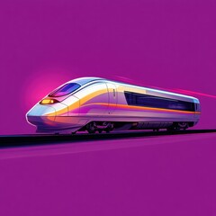 High-speed train journey through vibrant landscapes modern transport futuristic environment aerial view innovative concept