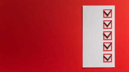 A checklist with a pen on a red background.
