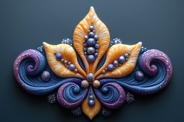 Fototapeta premium A decorative floral design featuring intricate swirls and vibrant colors.