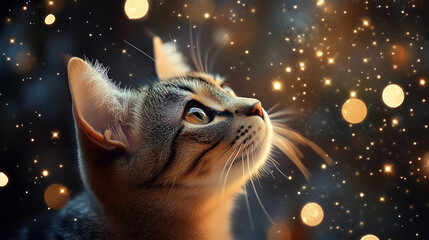 cat in the snow, Enchanted Feline: A Cat's Magical Gaze