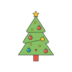 Christmas Tree with Ornament Vector Design Holiday Decoration