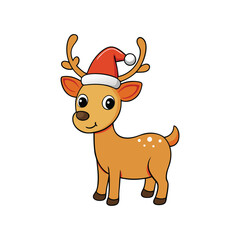 Cute Reindeer Wearing Santa Hat Festive Vector Design for Holiday