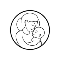 Beautiful Mother and Baby Silhouette Vector Design