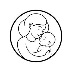 Beautiful Mother and Baby Silhouette Vector Design