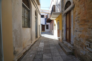Obraz premium picturesque streets and colorful facades of Symi island