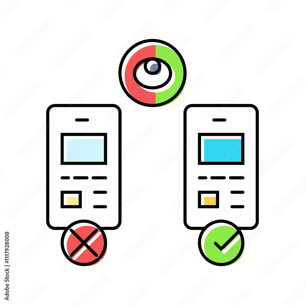 Poster contrast ratio ux ui design color icon vector. contrast ratio ux ui design sign. isolated symbol ill