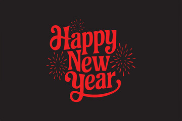 Happy new year  typography greeting card vector illustration