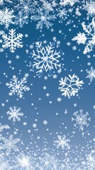 Dancing Snowflakes: Capturing the serene and delicate beauty of a winter wonderland, this image presents an elegant display of snowflakes against a soft blue backdrop.