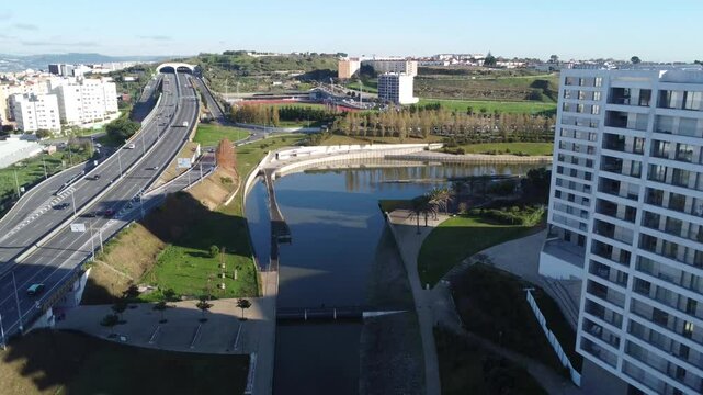 alta de lisboa, vista drone, lago predios