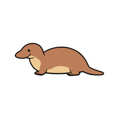 Flat Vector Platypus Illustration, Cartoon Design with Brown Body and DuckBill, Clean Minimalist Aesthetic