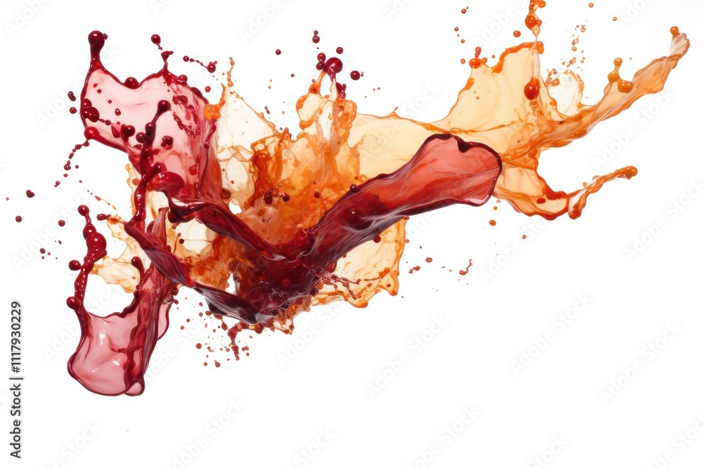 Poster a visually striking combination of red and white wine splashes merging in mid-air, with rich ruby an