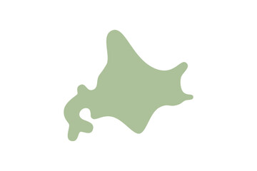 シンプルな緑の北海道地図のイラスト＿カラー①