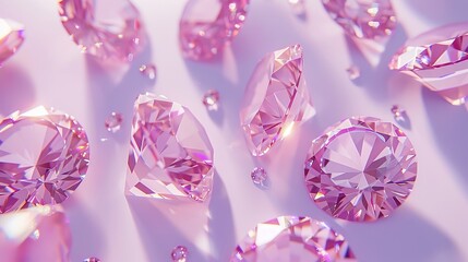 Glittering diamonds against a white background representing opulence and sophistication in 3d art