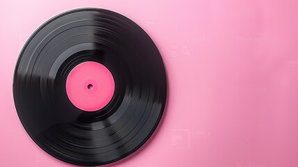 Stylish vinyl record player on pink background  a retro music concept for home decor lovers