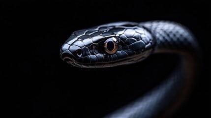 Fototapeta premium black mamba on a black background