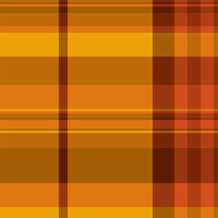Lined fabric background pattern, infinity plaid texture vector. Detailed seamless textile tartan check in orange and bright colors.