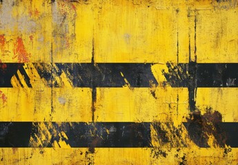 Black stripes layered on yellow grunge textured wall.