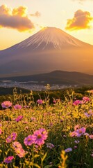 Mt. Fuji Summer Serenity and Vivid Blooms