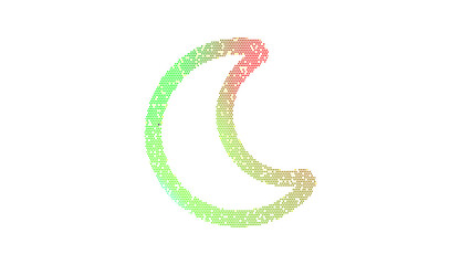 Icon moon is made up of LED square shapes. There are bright diodes and there are black dead diodes