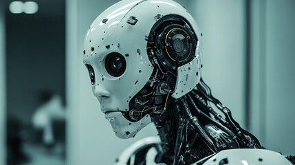 Advanced humanoid robot technology in a modern research facility