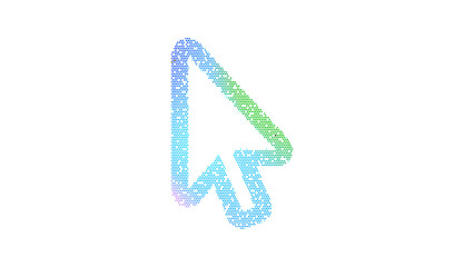 Icon mouse pointer is made up of LED square shapes. There are bright diodes and there are black dead diodes