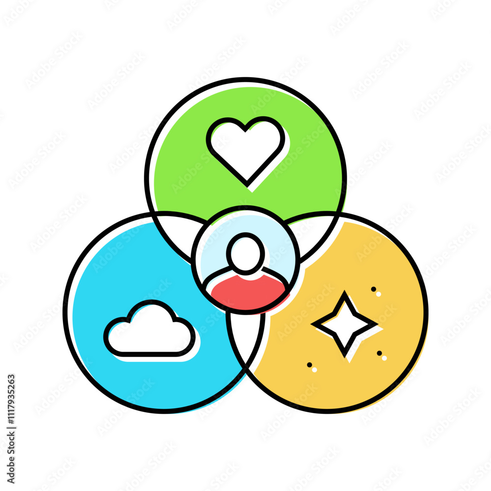 Aufkleber emotional design ux ui color icon vector. emotional design ux ui sign. isolated symbol illustration