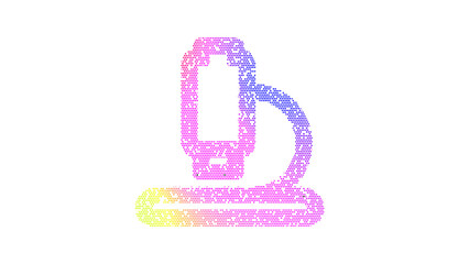 Icon microscope is made up of LED square shapes. There are bright diodes and there are black dead diodes