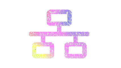 Icon network wired is made up of LED square shapes. There are bright diodes and there are black dead diodes