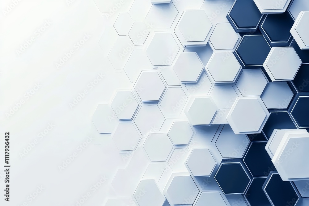 Poster vector banner design featuring hexagon pattern on a clean white background for modern aesthetic