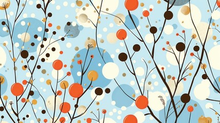 Autumnal Abstract Botanical Wallpaper with Earthy Tones and Patterns