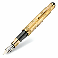 A Luxurious Gold Fountain Pen for Everyday Sophistication, fountain pen isolated on white