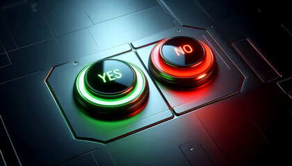 Yes No electric button yes and no modern technology Futuristic Control Panel Illuminated Buttons