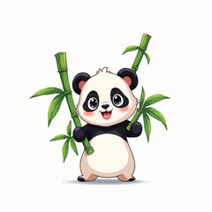 Naklejka premium panda with bamboo