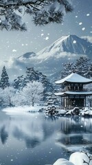 Fototapeta premium Traveling Through Mt. Fuji's Winter Beauty