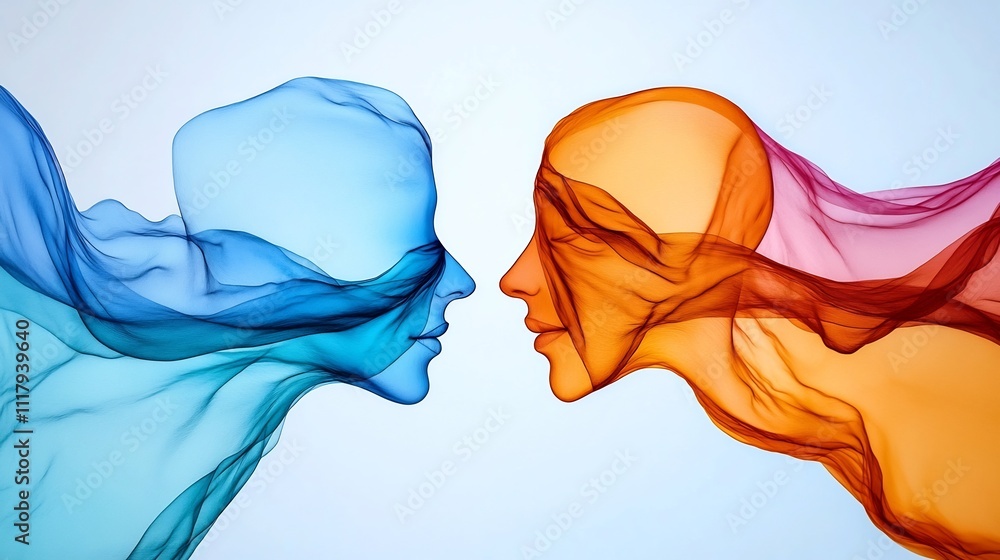 Poster fluid embrace - abstract figures symbolizing emotional unity and connection