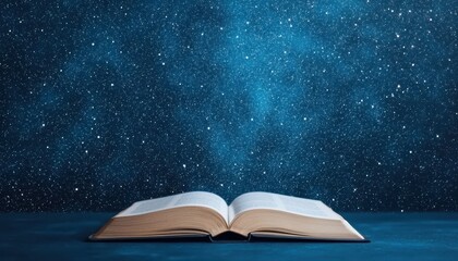 Open Book with Starry Background for Imagination and Learning