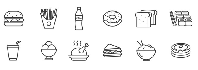 Set of food icon vector illustration. Food and cooking. editable