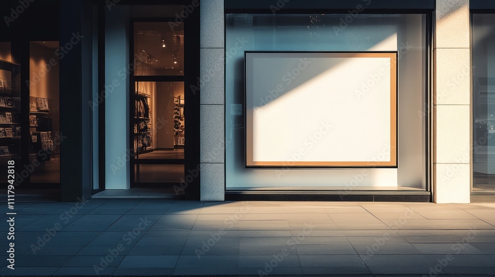 Poster empty storefront with a blank display frame