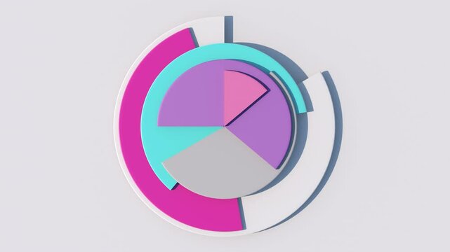 Colorful circle shapes morphing. White background. Abstract animation, 3d render.
