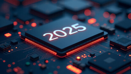 The numbers 2025 are on the processor among the chips, without blurring