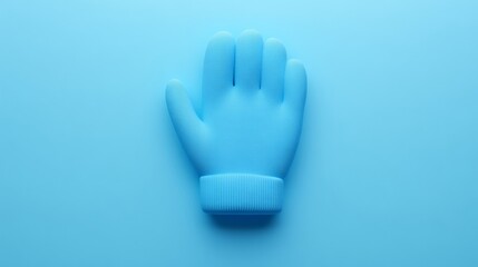 Obraz premium 3D minimal mitten icon, soft blue color, rounded edges, isolated with ample space for text