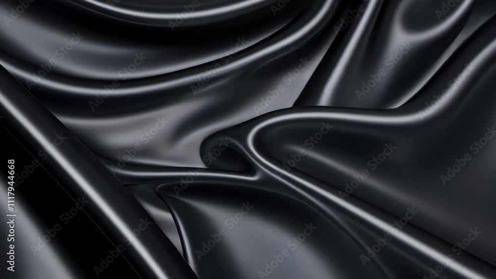 Poster smooth black satin fabric surface with elegant draping and soft texture for abstract background