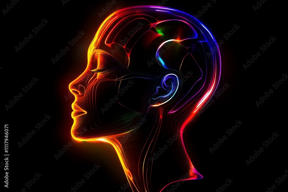 Poster illuminated abstract representation of artificial intelligence and digital consciousness innovation