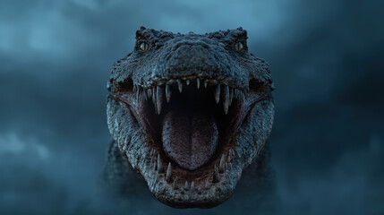 Obraz premium Powerful Scene Illustrating Ammut, the Legendary Devourer of Souls, Captured in a Dramatic and Menacing Atmosphere with a Striking Presence