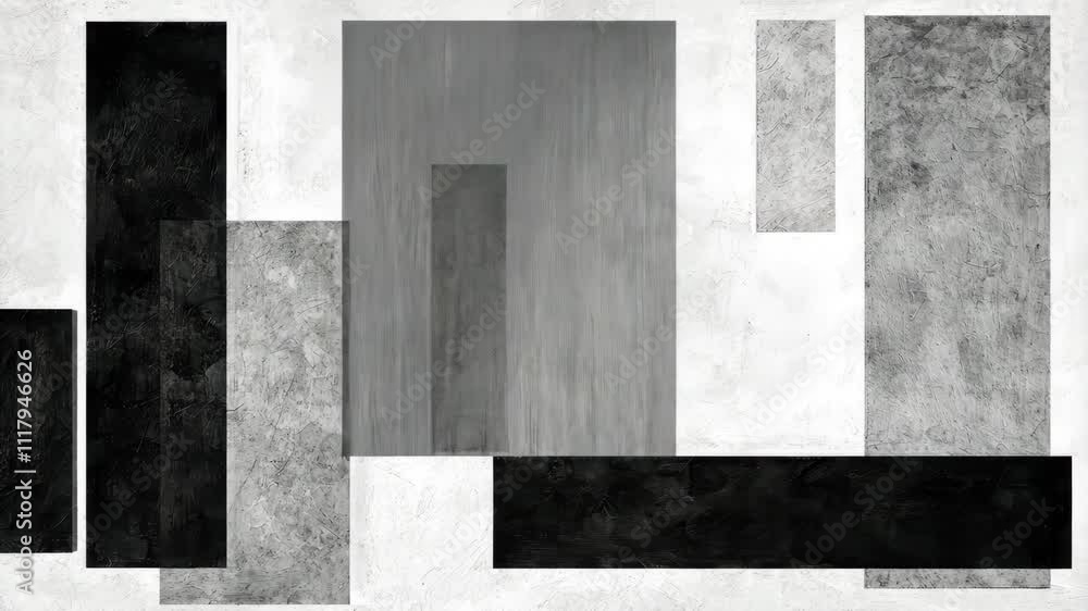 Poster abstract geometric composition with monochrome shapes and textures on light background
