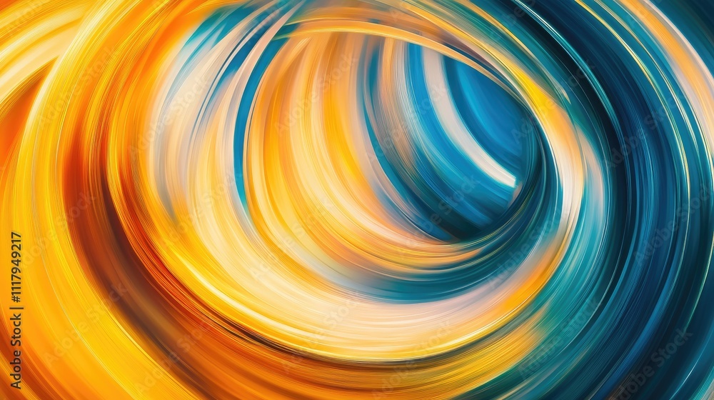 Poster spiraling lines in dynamic colors, forming a hypnotic and energetic abstract background pattern