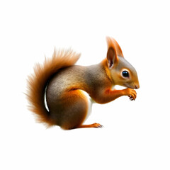 Eurasian red squirrel isolated on the blank background